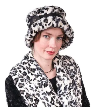 Molly Hat Style - Luxury Faux Fur in White Jaguar -  Sold Out!